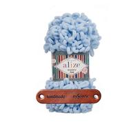 ALIZE 100g Puffy Fine 218 Baby Blue Premium Wolle Schlaufengarn Fingerstrickgarn kuschelweich für Decken, Kissen und Wohnaccessoires stricken ohne Nadeln mit mySearose Label