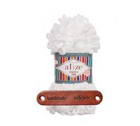 ALIZE 100g Puffy Fine 55 White Premium Wolle Schlaufengarn Fingerstrickgarn kuschelweich für Decken, Kissen und Wohnaccessoires stricken ohne Nadeln mit mySearose Label