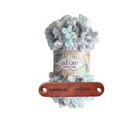 ALIZE 100g Puffy Fine Color 5939 Premium Wolle Farbverlauf Schlaufengarn zum Fingerstricken ohne Nadeln für schnelle Geschenke und Wohndekoration mit mySearose Label