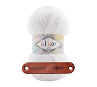 ALIZE 100g Softy Mega 55 White Premium Wolle Superweiches bulky Chenillegarn für Stricken & Häkeln von Decken, Kissen, Amigurumi und Wohnaccessoires mit mySearose Label