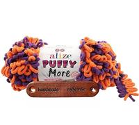 ALIZE 150g Puffy More 6550 Premium Wolle kuscheliges Schlaufengarn für Wendemotive ohne Nadeln schnell gestrickt für Kissen und Decken mit mySearose Label