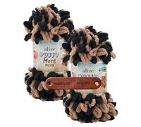 ALIZE 2 x 250g Puffy More Plus 6634 Premium Wolle kuscheliges Schlaufengarn für Wendemotive ohne Nadeln schnell gestrickt für Kissen und Decken mit mySearose Label