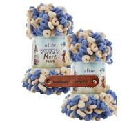 ALIZE 2 x 250g Puffy More Plus 8005 Premium Wolle kuscheliges Schlaufengarn für Wendemotive ohne Nadeln schnell gestrickt für Kissen und Decken mit mySearose Label
