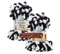 ALIZE 2 x 250g Puffy More Plus 8006 Premium Wolle kuscheliges Schlaufengarn für Wendemotive ohne Nadeln schnell gestrickt für Kissen und Decken mit mySearose Label