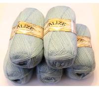 Alize 5 x 100 g Angora Gold Einfarbig 500 Gramm Wolle mit 20% Woll-Anteil Türkische Wolle Mohair (114)