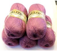 Alize 5 x 100 g Angora Gold Einfarbig 500 Gramm Wolle mit 20% Woll-Anteil Türkische Wolle Mohair (28)