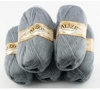 Alize 5 x 100 g Angora Gold Einfarbig 500 Gramm Wolle mit 20% Woll-Anteil Türkische Wolle Mohair (87)