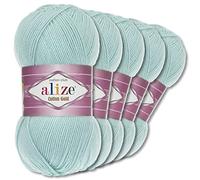 Wohnkult Alize 5 x 100 g Cotton Gold Premium Wolle| 39 Farben Sommerwolle Garn Stricken Amigurumi (522 | Blassblau)