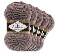 Wohnkult Alize 5 x 100 g Lanagold Wolle | 53 Auswahl | Stricken Häkeln Wolle (240 | Kaffee Melange)