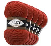 Wohnkult Alize 5 x 100 g Lanagold Wolle | 53 Auswahl | Stricken Häkeln Wolle (36 | Tabak)