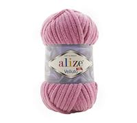 Alize Wolle Chenillegarn Velluto, 5 x 100 g (500 g), super Bulky, kuschelweich, Altrosa 98
