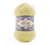Alize Wolle Chenillegarn Velluto – 5×100 g (500 g), super bulky, kuschelweich – gelb hell 13