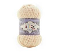 Alize 5 x 100 g Velluto Wolle 500 Gramm super Bulky Chenillegarn,Kuschelweich 100g, Kissen Babydecke etc (apricot hell 310)