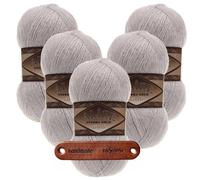 ALIZE 5 x 100g Angora Gold Simli 168 Winter White Premium Wolle glitzernder Look für Tücher Schals und Accessoires weich leicht elegant für Herbst und Winter mit mySearose Label