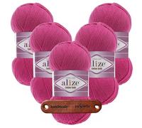ALIZE 5 x 100g Cotton Gold 149 Fuchsia Premium Wolle weich und angenehm für Tops Kleider und Accessoires für Frühling und Sommer, Amigurumi, Babydecke und Wohnaccessoires mit mySearose Label