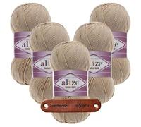 ALIZE 5 x 100g Cotton Gold 262 Beige Premium Wolle weich und angenehm für Tops Kleider und Accessoires für Frühling und Sommer, Amigurumi, Babydecke und Wohnaccessoires mit mySearose Label