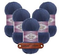 ALIZE 5 x 100g Cotton Gold 279 Midnight Blue Premium Wolle weich und angenehm für Tops Kleider und Accessoires für Frühling und Sommer, Amigurumi, Babydecke und Wohnaccessoires mit mySearose Label