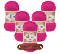 ALIZE 5 x 100g Diva 149 Fuchsia Premium Wolle seidiges Microfaser Garn für Stricken & Häkeln von Sommermode Kleidern Cardigans und Accessoires mit mySearose Label