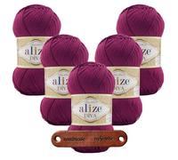 ALIZE 5 x 100g Diva 326 Fuchsia Premium Wolle seidiges Microfaser Garn für Stricken & Häkeln von Sommermode Kleidern Cardigans und Accessoires mit mySearose Label