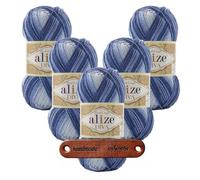 ALIZE 5 x 100g Diva Batik 3282 Premium Wolle seidiger Farbverlauf für Sommermode Tücher und elegante Accessoires mit mySearose Label