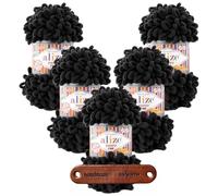 ALIZE 5 x 100g Puffy Fine 1060 Premium Wolle Schlaufengarn Fingerstrickgarn kuschelweich für Decken, Kissen und Wohnaccessoires stricken ohne Nadeln mit mySearose Label