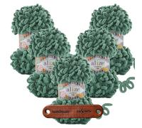 ALIZE 5 x 100g Puffy Fine 192 Premium Wolle Schlaufengarn Fingerstrickgarn kuschelweich für Decken, Kissen und Wohnaccessoires stricken ohne Nadeln mit mySearose Label