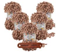 ALIZE 5 x 100g Puffy Fine 261 Premium Wolle Schlaufengarn Fingerstrickgarn kuschelweich für Decken, Kissen und Wohnaccessoires stricken ohne Nadeln mit mySearose Label