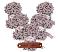 ALIZE 5 x 100g Puffy Fine 268 Dove Premium Wolle Schlaufengarn Fingerstrickgarn kuschelweich für Decken, Kissen und Wohnaccessoires stricken ohne Nadeln mit mySearose Label