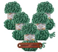 ALIZE 5 x 100g Puffy Fine 532 Premium Wolle Schlaufengarn Fingerstrickgarn kuschelweich für Decken, Kissen und Wohnaccessoires stricken ohne Nadeln mit mySearose Label