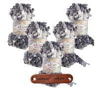 ALIZE 5 x 100g Puffy Fine Color 5925 Premium Wolle Farbverlauf Schlaufengarn zum Fingerstricken ohne Nadeln für schnelle Geschenke und Wohndekoration mit mySearose Label