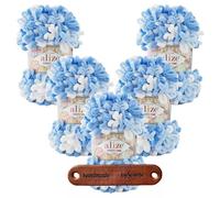 ALIZE 5 x 100g Puffy Fine Color 6371 Premium Wolle Farbverlauf Schlaufengarn zum Fingerstricken ohne Nadeln für schnelle Geschenke und Wohndekoration mit mySearose Label