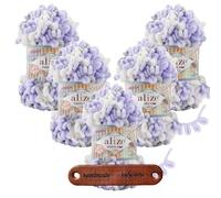 ALIZE 5 x 100g Puffy Fine Color 6372 Premium Wolle Farbverlauf Schlaufengarn zum Fingerstricken ohne Nadeln für schnelle Geschenke und Wohndekoration mit mySearose Label