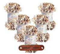 ALIZE 5 x 100g Puffy Fine Color 6403 Premium Wolle Farbverlauf Schlaufengarn zum Fingerstricken ohne Nadeln für schnelle Geschenke und Wohndekoration mit mySearose Label