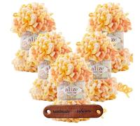 ALIZE 5 x 100g Puffy Fine Color 6467 Premium Wolle Farbverlauf Schlaufengarn zum Fingerstricken ohne Nadeln für schnelle Geschenke und Wohndekoration mit mySearose Label