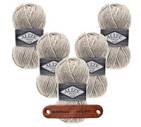 ALIZE 5 x 100g Superlana Maxi 152 Beige Melange Premium Wolle Warm, kuschelig und voluminös für schnelle Wintermode und gemütliche Projekte mit mySearose Label