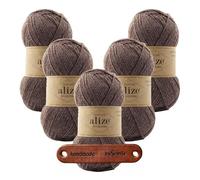 ALIZE 5 x 100g WOOLTIME 240 Cocoa Premium Wolle weiches Wollmischgarn für Socken Pullover und Winteraccessoires mit mySearose Label