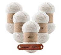 ALIZE 5 x 100g WOOLTIME 55 White Premium Wolle weiches Wollmischgarn für Socken Pullover und Winteraccessoires mit mySearose Label
