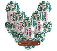 ALIZE 5 x 150g Puffy More 6542 Premium Wolle kuscheliges Schlaufengarn für Wendemotive ohne Nadeln schnell gestrickt für Kissen und Decken mit mySearose Label