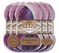 Alize 5x 100g Angora Gold Batik Premium Schurwolle mit Farbverlauf Wolle Strickgarn Baby Babywolle Akzente Accessoire zum Häkeln Stricken Kleidung (2630)