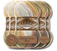 Alize 5x 100g Angora Gold Batik Türkische Premium Wolle aus 20% Schurwolle 80% Acryl Uni Handstrickgarne Yarn Garn Strickgarn Babywolle Farbverlauf Baby zum Häkeln Stricken (1893)