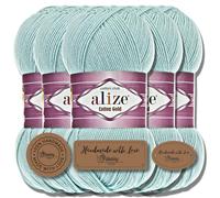 Alize 5x 100g Cotton Gold Batik Türkische Premium Wolle Baumwolle und Acryl Handstrickgarne Garn Yarn Babywolle Strickgarn mit Akzente Accessoire Baby zum Häkeln Stricken (Mint | 522)