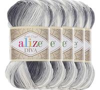 Alize 5x 100g Diva Batik Türkische Premium Wolle 100% Acryl Handstrickgarne Garn | Yarn | Strickgarn Babywolle mit Farbverlauf Baby Akzente Accessoire zum Häkeln Stricken