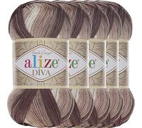 Alize 5x 100g Diva Batik Türkische Premium Wolle 100% Acryl Handstrickgarne Garn | Yarn | Strickgarn Babywolle mit Farbverlauf Baby Akzente Accessoire zum Häkeln Stricken (1815)