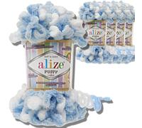 Alize 5x 100g Puffy türkische Wolle Super Bulky Chenillegarn Kuschelweich Babywolle Handstrickgarn zum häkeln weiches Chenille-Garn XXL-Knäuel für Amigurumi (5865)