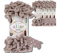 Alize 5x 100g Puffy türkische Wolle Super Bulky Chenillegarn Kuschelweich Babywolle Handstrickgarn zum häkeln weiches Chenille-Garn XXL-Knäuel für Amigurumi (Stone | 268)