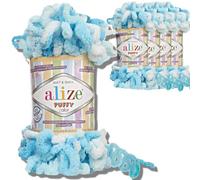 Alize 5x 100g Puffy türkische Wolle Super Bulky Chenillegarn Kuschelweich Babywolle Handstrickgarn zum häkeln weiches Chenille-Garn XXL-Knäuel für Amigurumi (5924)