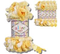 Alize 5x 100g Puffy türkische Wolle Super Bulky Chenillegarn Kuschelweich Babywolle Handstrickgarn zum häkeln weiches Chenille-Garn XXL-Knäuel für Amigurumi (5921)