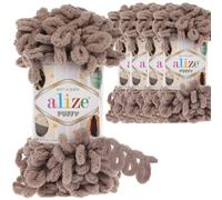 Alize 5x 100g Puffy türkische Wolle Super Bulky Chenillegarn Kuschelweich Babywolle Handstrickgarn zum häkeln weiches Chenille-Garn XXL-Knäuel für Amigurumi (Beige | 530)