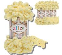 Alize 5x 100g Puffy türkische Wolle Super Bulky Chenillegarn Kuschelweich Babywolle Handstrickgarn zum häkeln weiches Chenille-Garn XXL-Knäuel für Amigurumi (Light Yellow | 13)