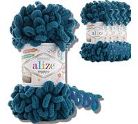 Alize 5x 100g Puffy türkische Wolle Super Bulky Chenillegarn Kuschelweich Babywolle Handstrickgarn zum häkeln weiches Chenille-Garn XXL-Knäuel für Amigurumi (Patrol | 646)
